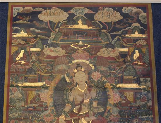 A Tibetan thangka of White Tara, 20th century, 83 x 58.5cm